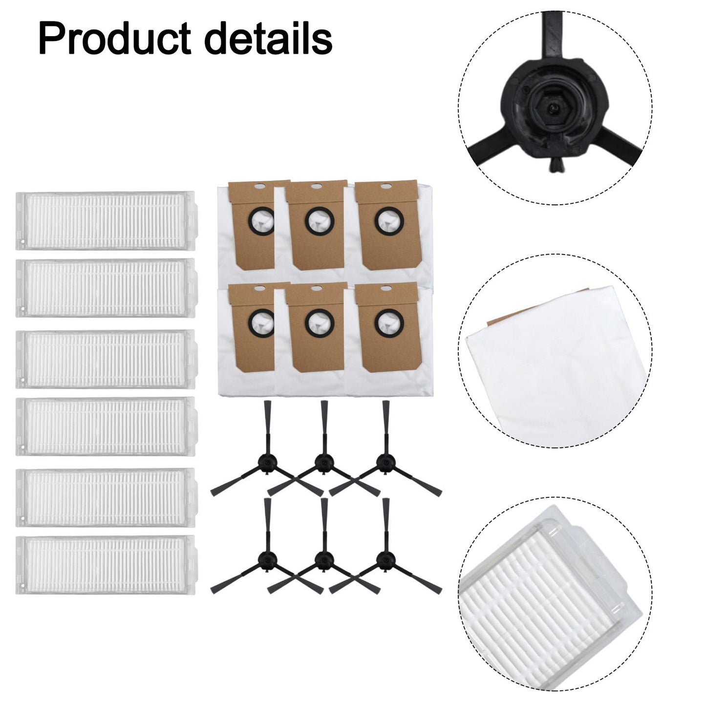 Cecotec Conga 13090 Spin Revol Home Vacuum Filter Dust Bag Side Brush Replacement Kit With 6 Filters 6 Bags 6 V1189-LWWAL-20260327-04565