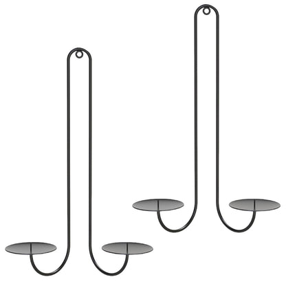 2 pc Wall Mounted Hanging Candle Holder Candlestick Sconces Black Wall Decor V1189-LWWAL-20260327-04613