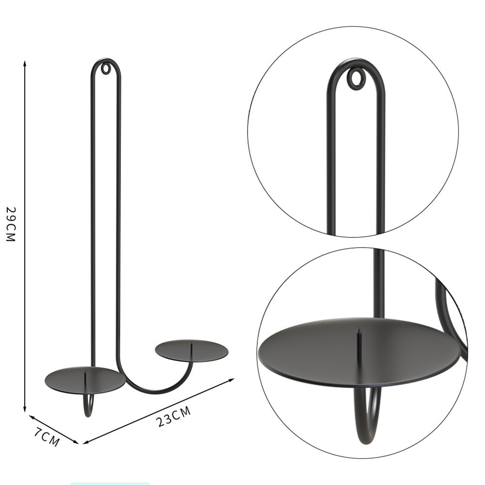2 pc Wall Mounted Hanging Candle Holder Candlestick Sconces Black Wall Decor V1189-LWWAL-20260327-04613