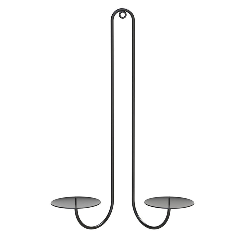 2 pc Wall Mounted Hanging Candle Holder Candlestick Sconces Black Wall Decor V1189-LWWAL-20260327-04613
