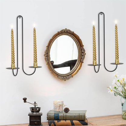 2 pc Wall Mounted Hanging Candle Holder Candlestick Sconces Black Wall Decor V1189-LWWAL-20260327-04613