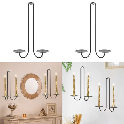 2 pc Wall Mounted Hanging Candle Holder Candlestick Sconces Black Wall Decor V1189-LWWAL-20260327-04613