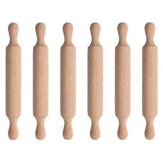Mini Wooden Rolling Pins Set - Perfect for Kids Baking & Crafting Fun! 6pcs V1189-LWWAL-20260327-04671