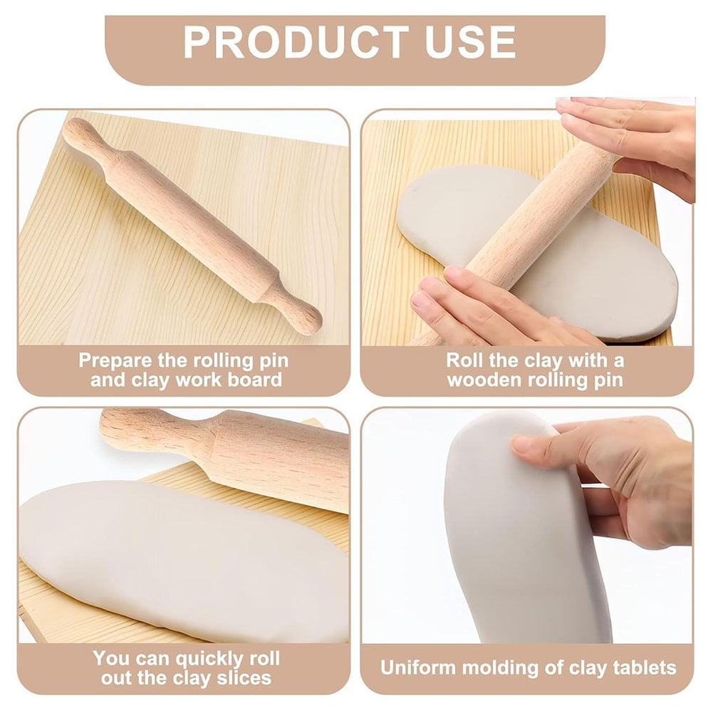 Mini Wooden Rolling Pins Set - Perfect for Kids Baking & Crafting Fun! 6pcs V1189-LWWAL-20260327-04671