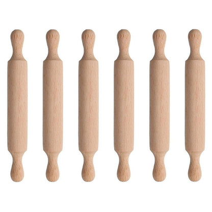 Mini Wooden Rolling Pins Set - Perfect for Kids Baking & Crafting Fun! 6pcs V1189-LWWAL-20260327-04671