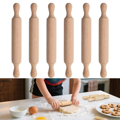 Mini Wooden Rolling Pins Set - Perfect for Kids Baking & Crafting Fun! 6pcs V1189-LWWAL-20260327-04671