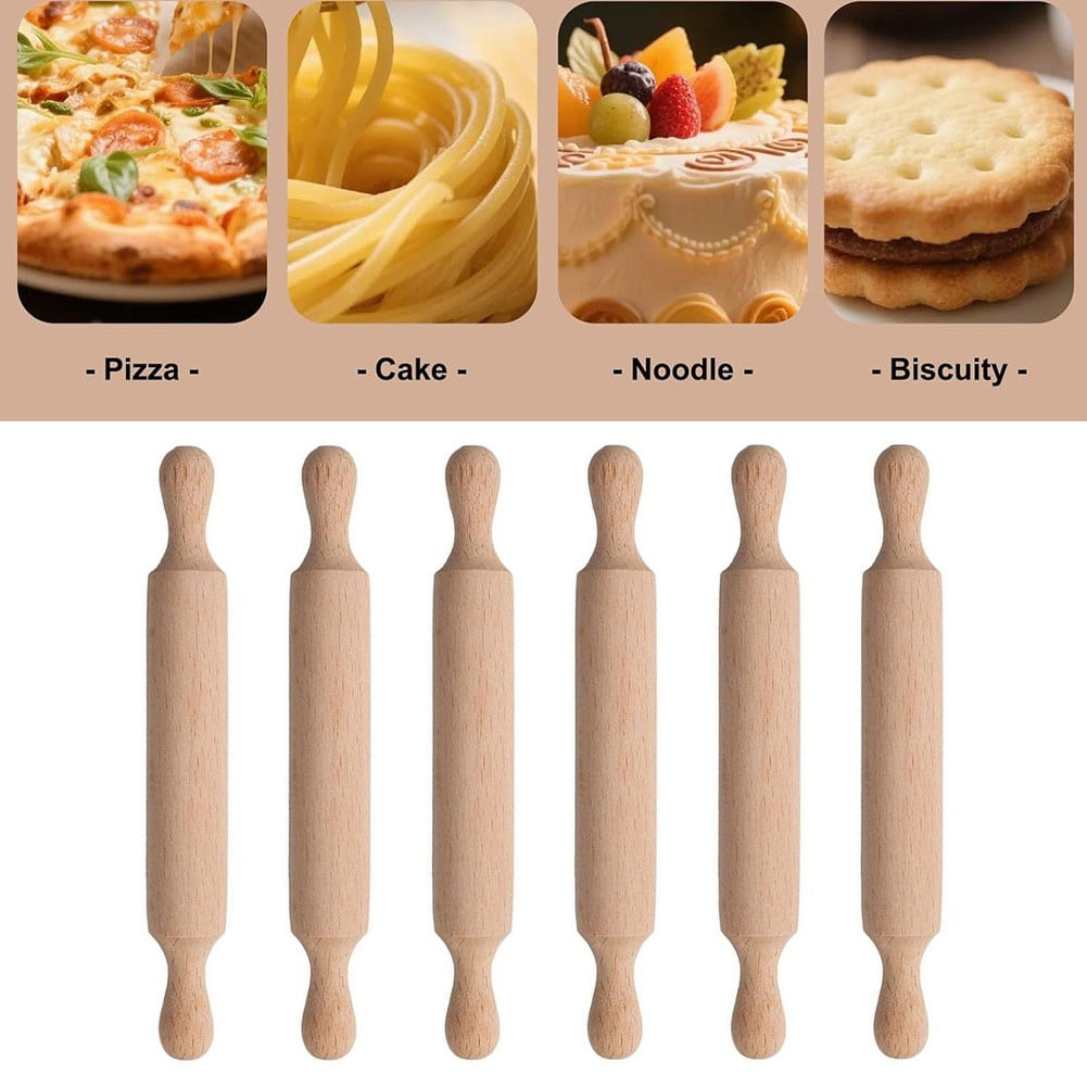 Mini Wooden Rolling Pins Set - Perfect for Kids Baking & Crafting Fun! 6pcs V1189-LWWAL-20260327-04671