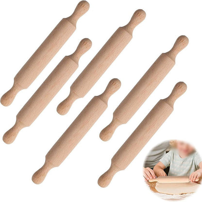 Mini Wooden Rolling Pins Set - Perfect for Kids Baking & Crafting Fun! 6pcs V1189-LWWAL-20260327-04671