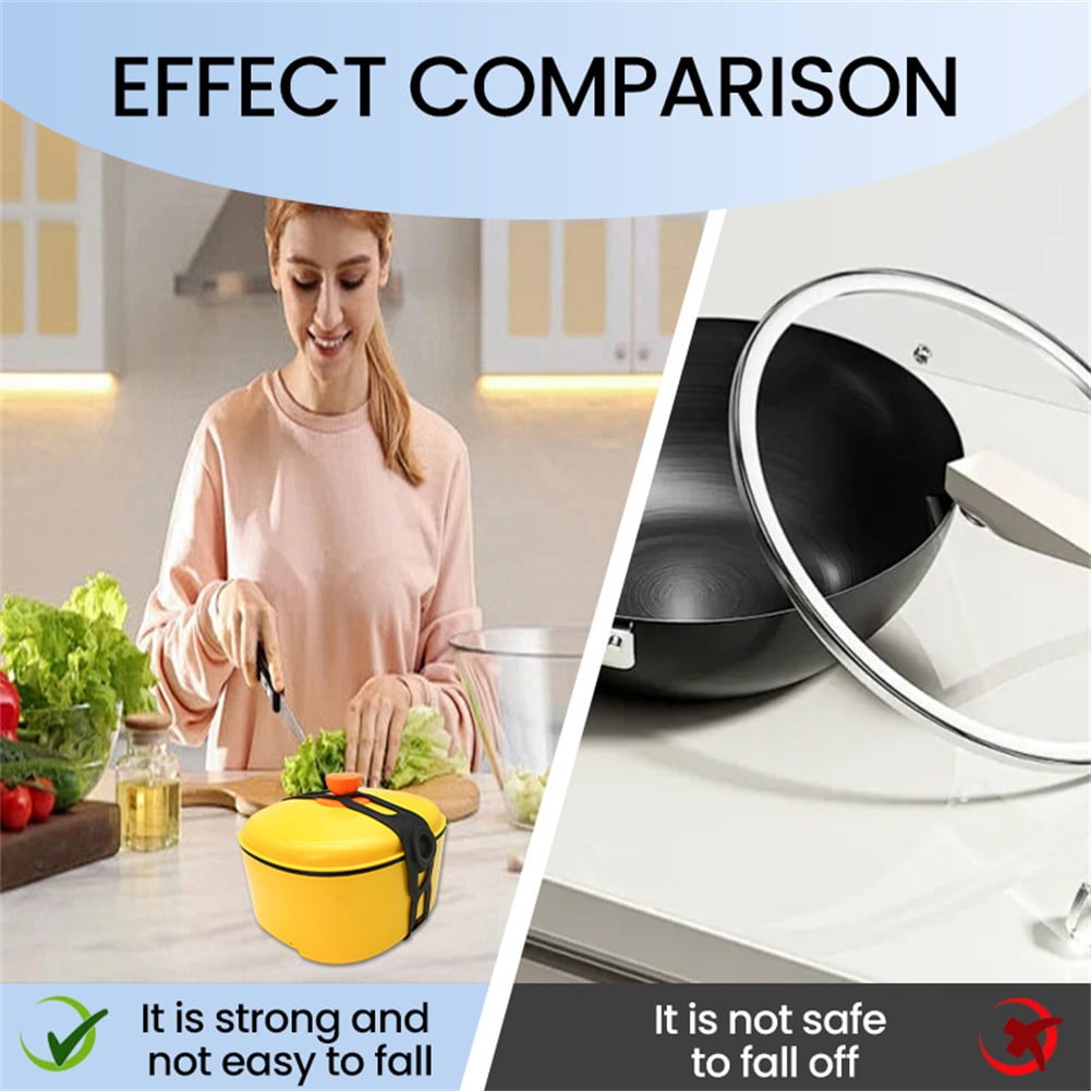 4 Pcs Silicone Latch Strap Tie for Slow Cooker Lid Lunch Box Bundling Organizing Black V1189-LWWAL-20260327-04687