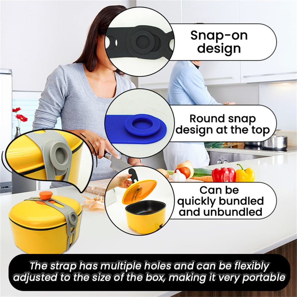 4 Pcs Silicone Latch Strap Tie for Slow Cooker Lid Lunch Box Bundling Organizing Black V1189-LWWAL-20260327-04687