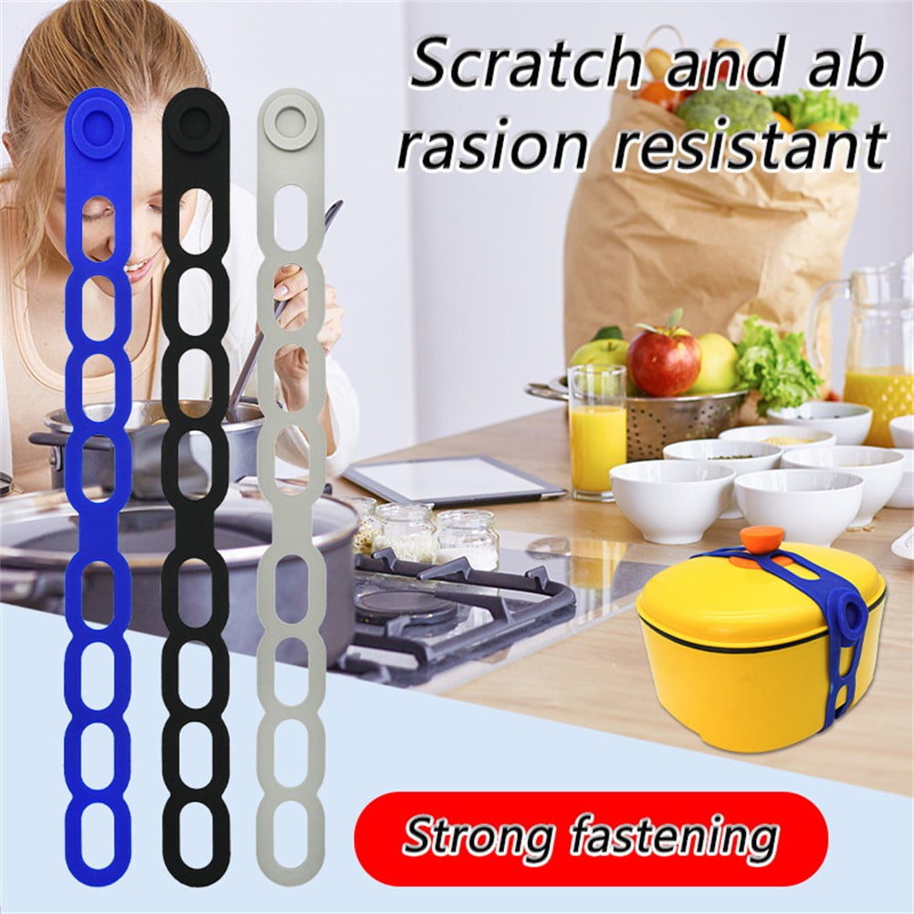 4 Pcs Silicone Latch Strap Tie for Slow Cooker Lid Lunch Box Bundling Organizing Black V1189-LWWAL-20260327-04687