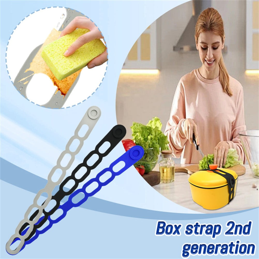 4 Pcs Silicone Latch Strap Tie for Slow Cooker Lid Lunch Box Bundling Organizing Black V1189-LWWAL-20260327-04687