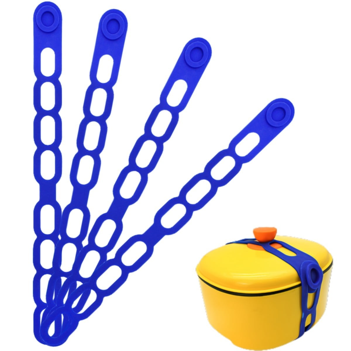4 Pcs Silicone Latch Strap Tie for Slow Cooker Lid Lunch Box Bundling Organizing Black Blue V1189-LWWAL-20260327-04688