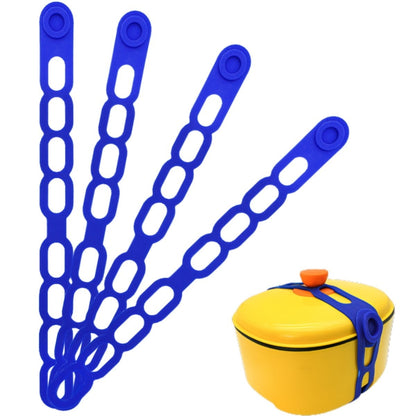 4 Pcs Silicone Latch Strap Tie for Slow Cooker Lid Lunch Box Bundling Organizing Black Blue V1189-LWWAL-20260327-04688