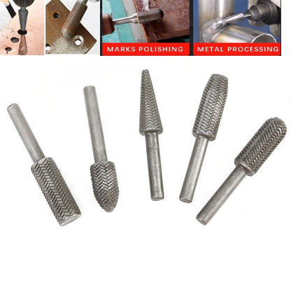 5Pcs Metal Cutter Drill Bits Rotary Files Bit Rasp Tungsten Carbide Burr Milling Cutter Drill Bit Set For V1189-LWWAL-20260327-04934