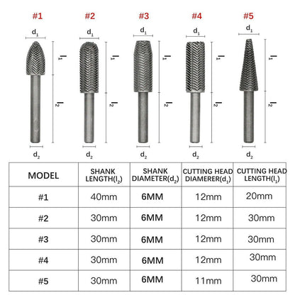5Pcs Metal Cutter Drill Bits Rotary Files Bit Rasp Tungsten Carbide Burr Milling Cutter Drill Bit Set For V1189-LWWAL-20260327-04934