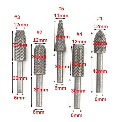5Pcs Metal Cutter Drill Bits Rotary Files Bit Rasp Tungsten Carbide Burr Milling Cutter Drill Bit Set For V1189-LWWAL-20260327-04934