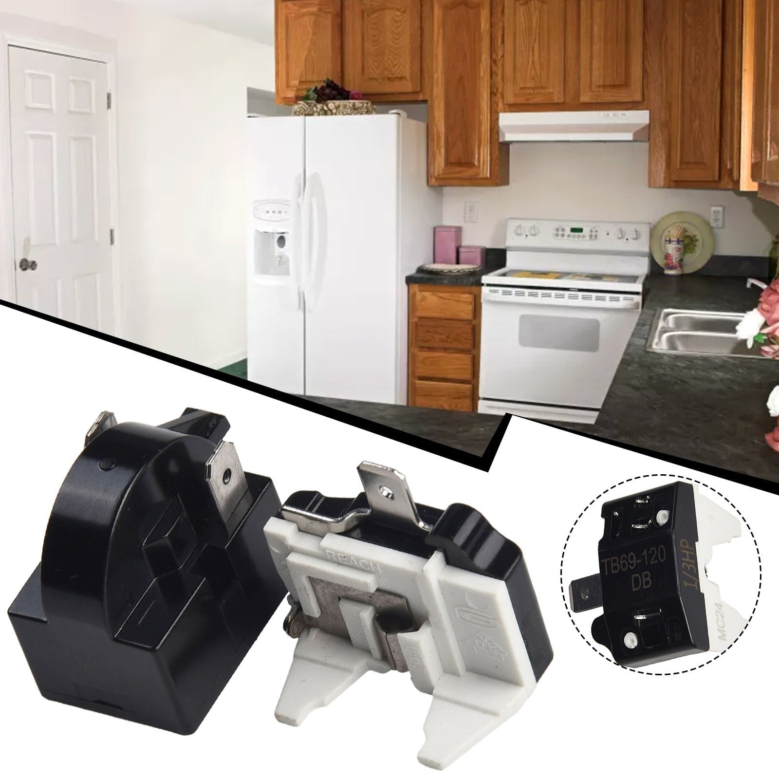 1 Set Refrigerator Ptc Starter Relay Replacement Compressor Overload Protector For Mini Fridges Coolers Easy V1189-LWWAL-20260327-04945