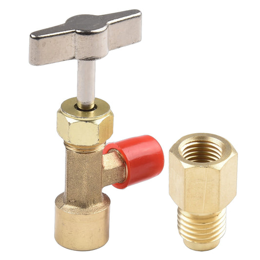R134A A/C Can Tap With Tank Adapter For 1/4" And 1/2" Ac Charging Hoses 1/2\'\' Acme Female 1/4\'\' Sae Male V1189-LWWAL-20260327-04966