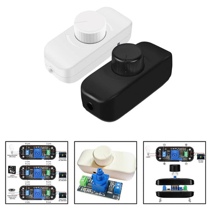 Inline Dimmer Switch For 12V 24V Led Lights Frequency Adjustable Push On/Off Rotary Control For Smooth V1189-LWWAL-20260327-04976