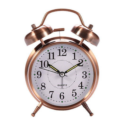 Luolandi 1x Bedside Alarm Clock with Twin Bell Vintage Battery Analogue Quartz Loud Alarm Vronze Copper V1189-LWWAL-20260327-04979