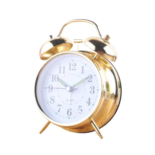 Luolandi 1x Bedside Alarm Clock with Twin Bell Vintage Battery Analogue Quartz Loud Alarm Vronze Gold V1189-LWWAL-20260327-04980