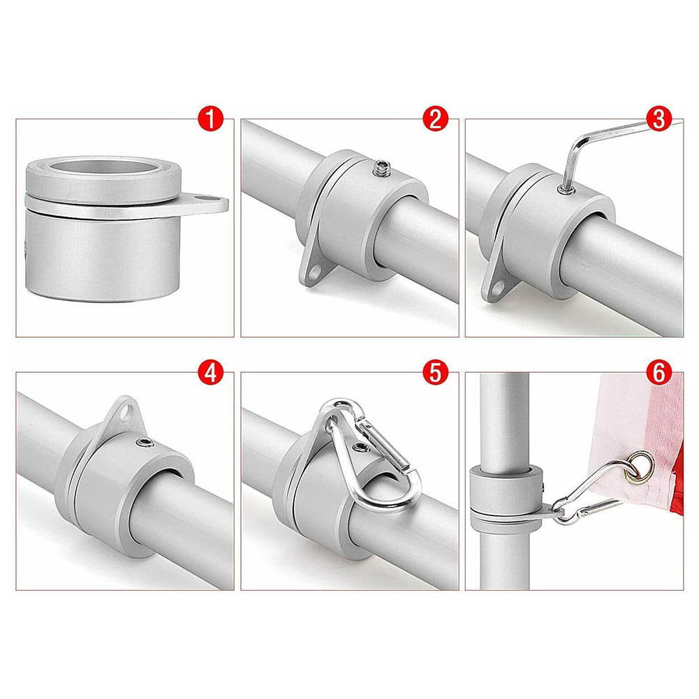 2pcs Flag Pole Ring Aluminum Alloy for 0.75-1 in Pole 360 degrees Rotating Anti-Wrap V1189-LWWAL-20260327-05076