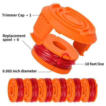 4/8Pack for Worx Wa0010 Replacement Spool Line Grass Trimmer Edger 10Ft +Cap Cover 4+1 V1189-LWWAL-20260327-05096