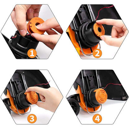 4/8Pack for Worx Wa0010 Replacement Spool Line Grass Trimmer Edger 10Ft +Cap Cover 4+1 V1189-LWWAL-20260327-05096