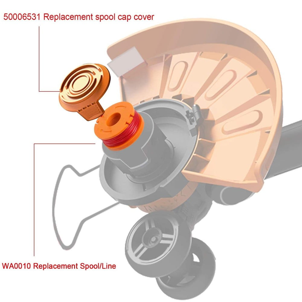 4/8Pack for Worx Wa0010 Replacement Spool Line Grass Trimmer Edger 10Ft +Cap Cover 4+1 V1189-LWWAL-20260327-05096