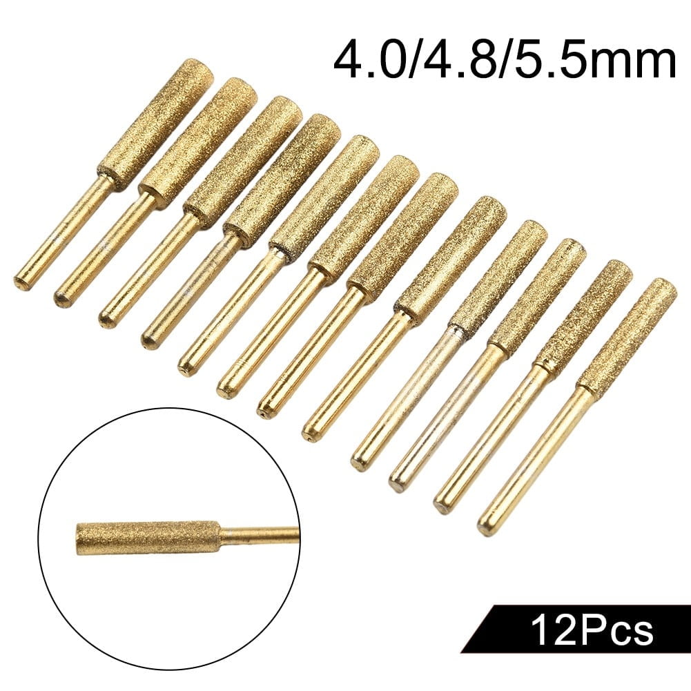 12Pcs Diamond Chainsaw Sharpener, High Hardness Titanium Plated Burr Grinding V1189-LWWAL-20260327-05107