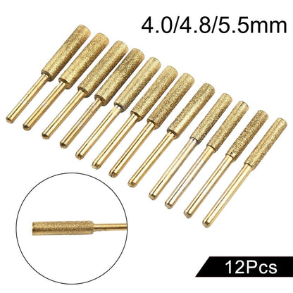 12Pcs Diamond Chainsaw Sharpener, High Hardness Titanium Plated Burr Grinding V1189-LWWAL-20260327-05107