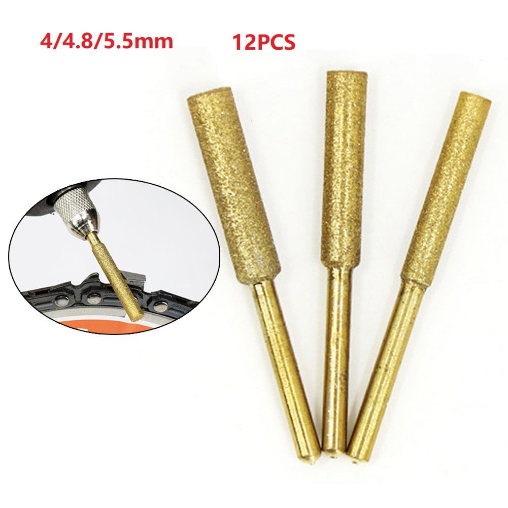 12Pcs Diamond Chainsaw Sharpener, High Hardness Titanium Plated Burr Grinding V1189-LWWAL-20260327-05107