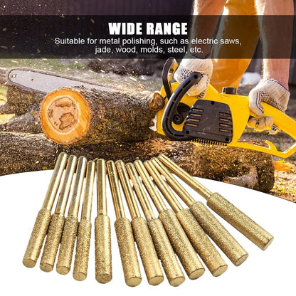 12Pcs Diamond Chainsaw Sharpener, High Hardness Titanium Plated Burr Grinding V1189-LWWAL-20260327-05107