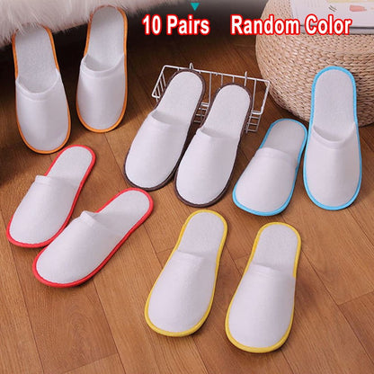 10Pairs Spa Hotel Guest Soft Slippers Closed Toe Disposable Travel Slipper V1189-LWWAL-20260327-05134