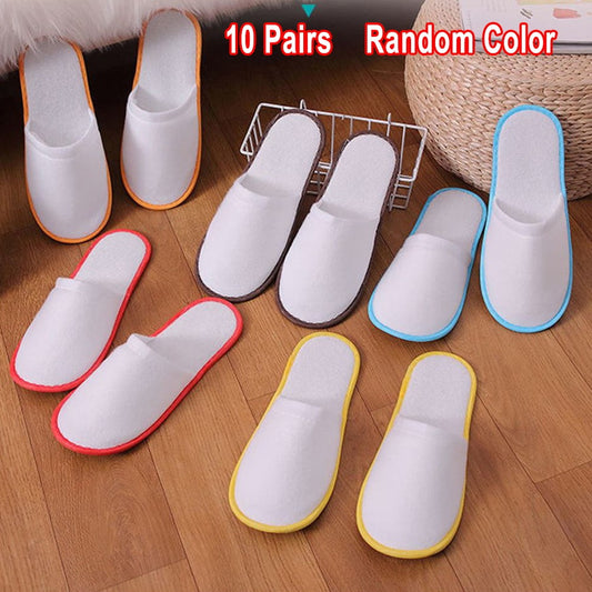 10Pairs Spa Hotel Guest Soft Slippers Closed Toe Disposable Travel Slipper V1189-LWWAL-20260327-05134