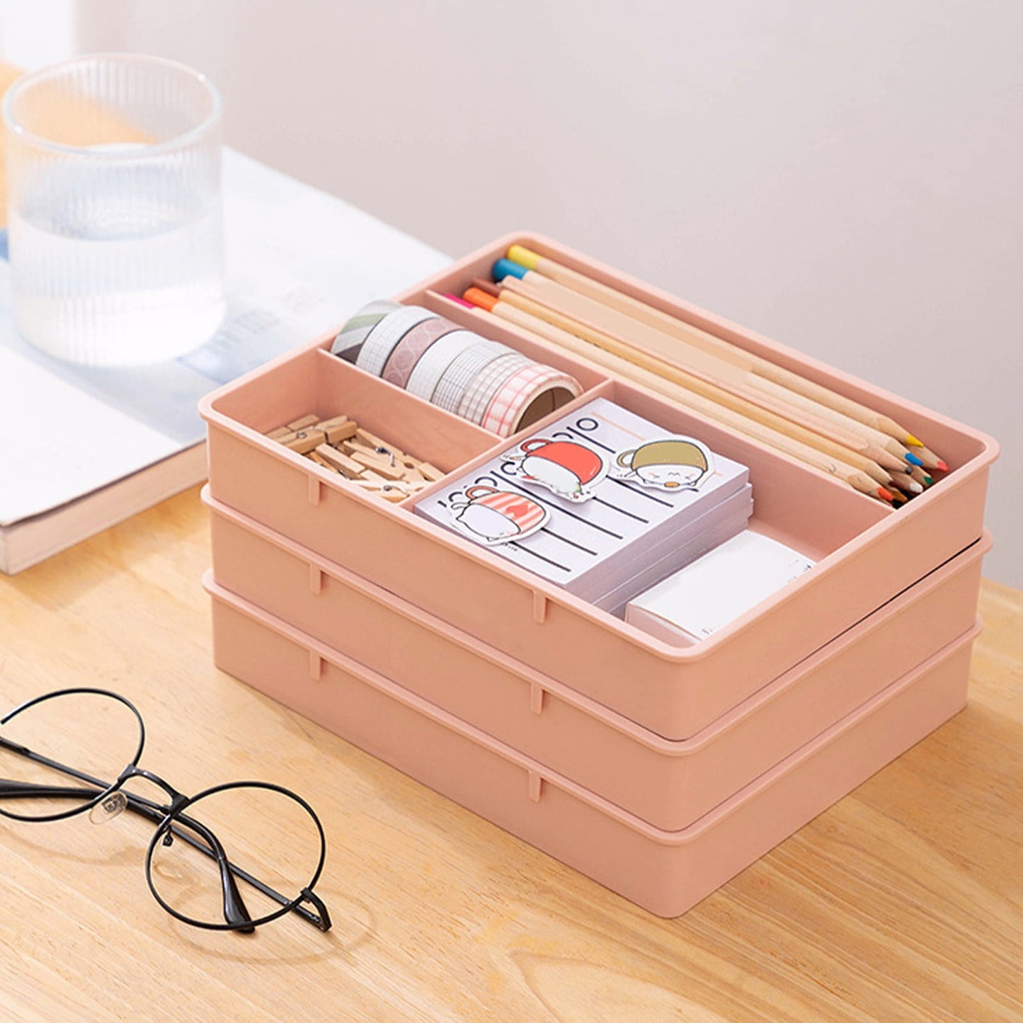 Four Grid Storage Box Plastic Drawer Dividers Flatware Tray Pen Holder Tray Plastic Tray Makeup Tray Plastic V1189-LWWAL-20260401-05171