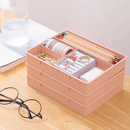 Four Grid Storage Box Plastic Drawer Dividers Flatware Tray Pen Holder Tray Plastic Tray Makeup Tray Plastic V1189-LWWAL-20260401-05171