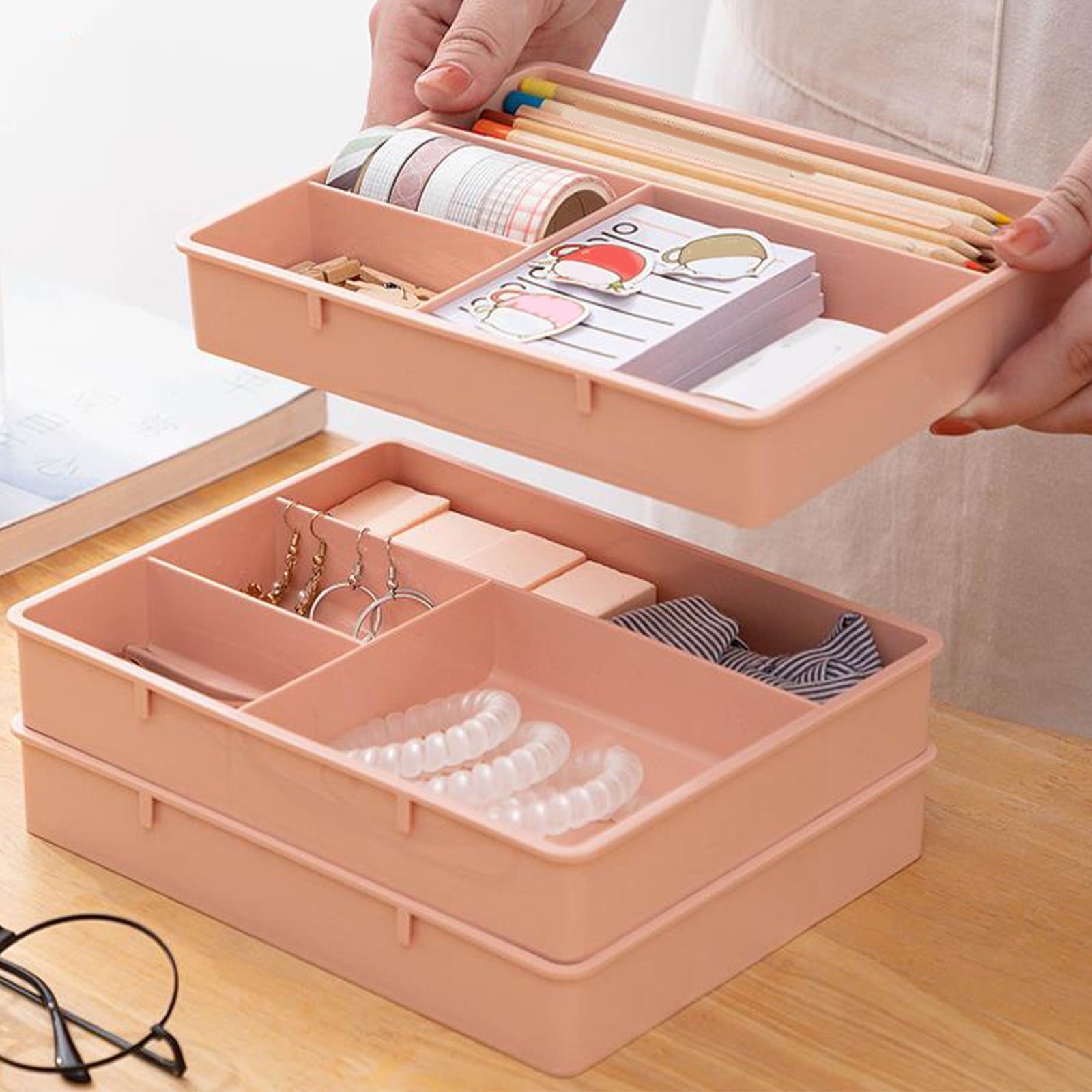 Four Grid Storage Box Plastic Drawer Dividers Flatware Tray Pen Holder Tray Plastic Tray Makeup Tray Plastic V1189-LWWAL-20260401-05171