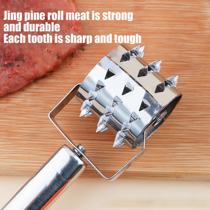 Meat Tenderizer- Stainless Steel Meat Tenderizer Roller Rolling Hammer-Pizza Roll Meat Needle Pin Hole Punch V1189-LWWAL-20260401-05175