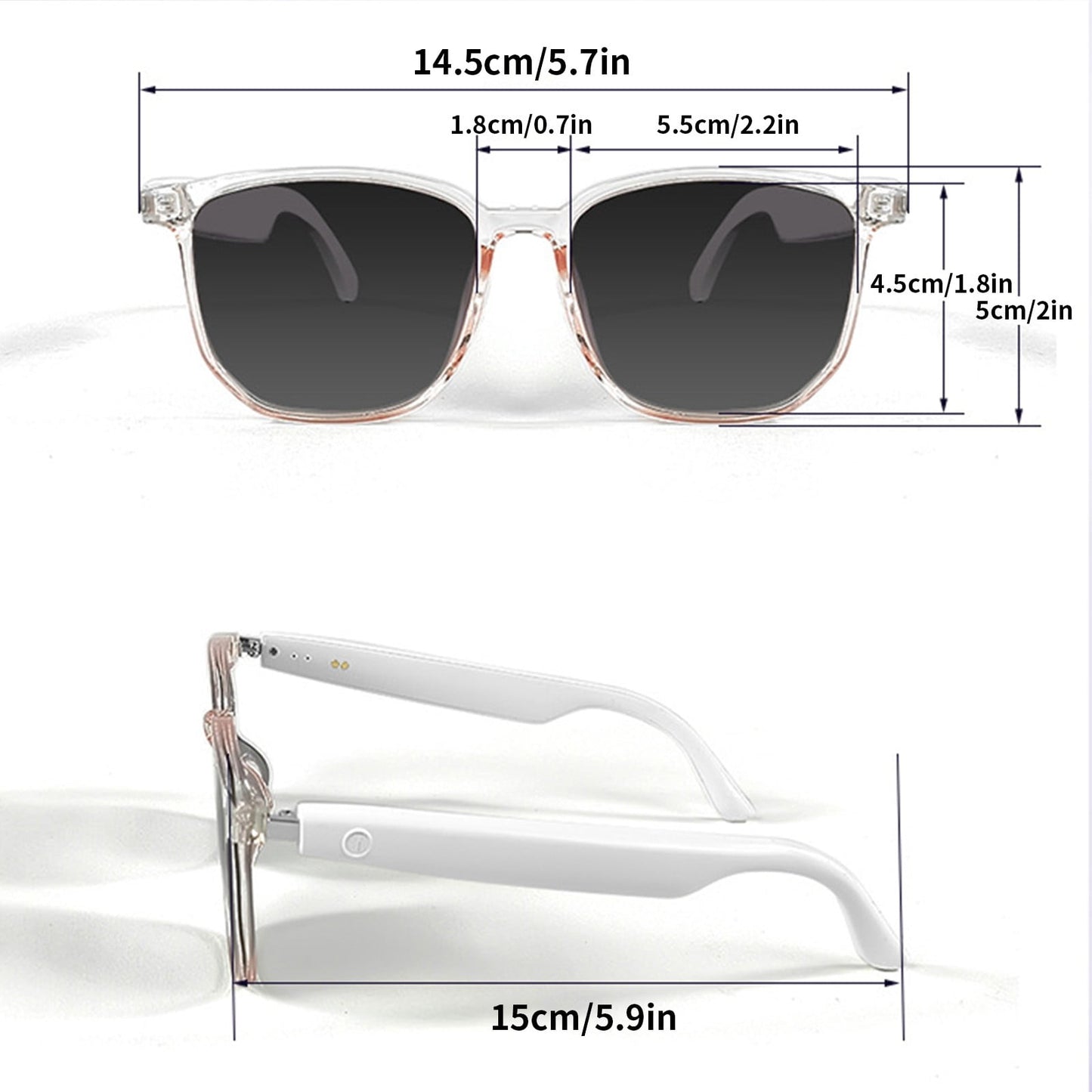 Smart Glasses with Wireless Earbuds, Lightweight Glasses With Blue Light Protection Wireless Bluetooth 5.3 V1189-LWWAL-20260401-05178