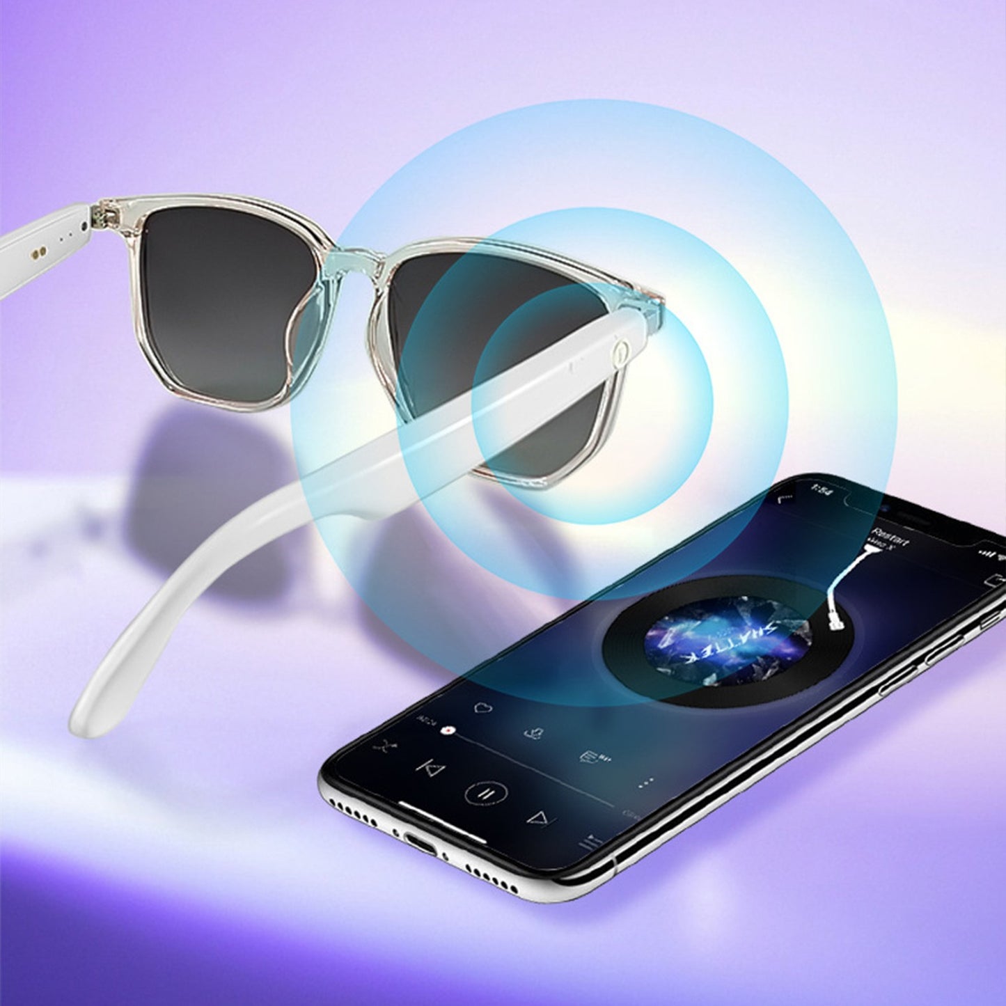 Smart Glasses with Wireless Earbuds, Lightweight Glasses With Blue Light Protection Wireless Bluetooth 5.3 V1189-LWWAL-20260401-05178