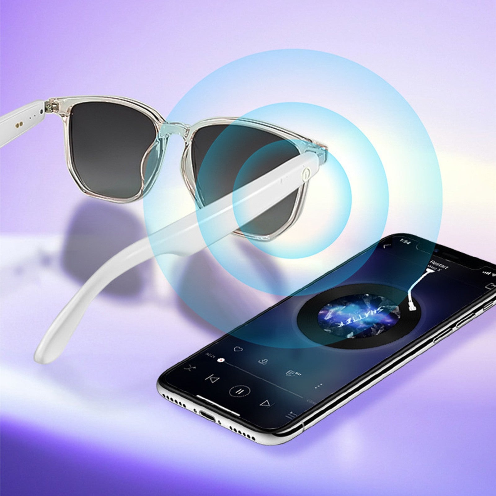 Smart Glasses with Wireless Earbuds, Lightweight Glasses With Blue Light Protection Wireless Bluetooth 5.3 V1189-LWWAL-20260401-05178