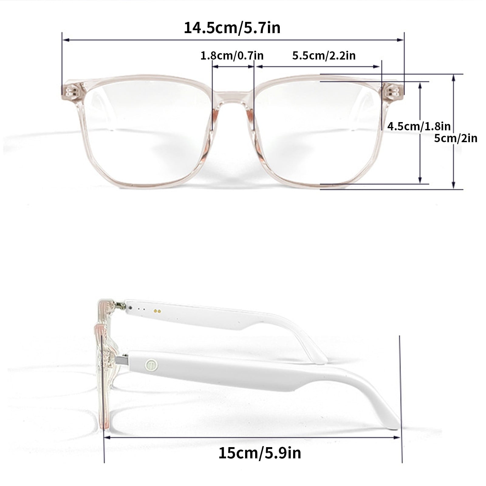 Smart Glasses with Wireless Earbuds, Lightweight Glasses With Blue Light Protection Wireless Bluetooth 5.3 V1189-LWWAL-20260401-05179