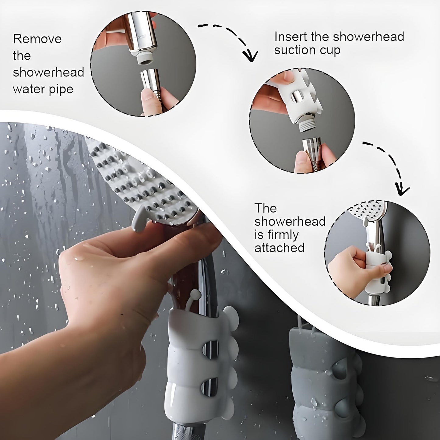 Silicone Shower Head Holder, 2024 New Universal Relocatable Shower Head Suction Cup Holder, Adjustable Shower V1189-LWWAL-20260401-05191