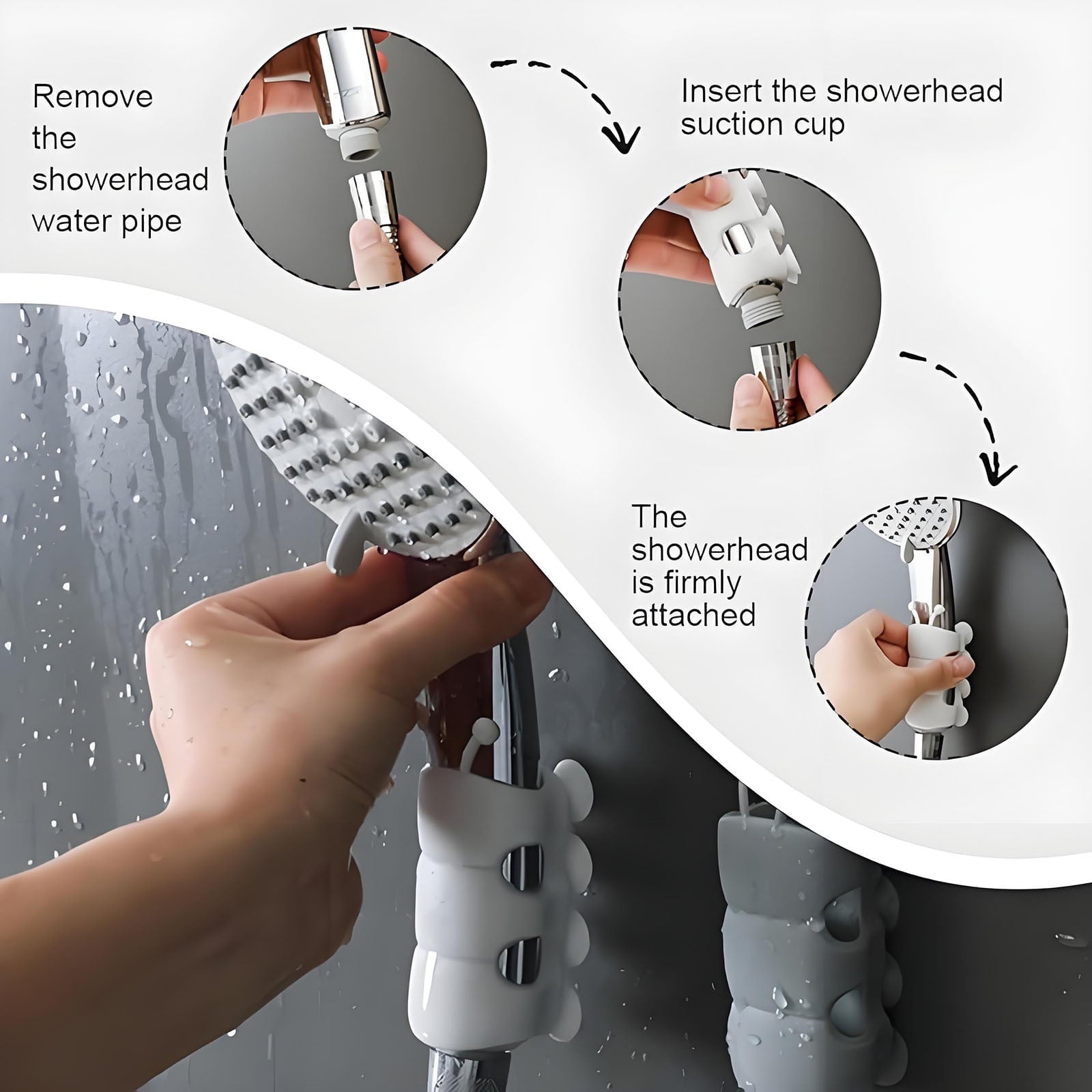 Silicone Shower Head Holder, 2024 New Universal Relocatable Shower Head Suction Cup Holder, Adjustable Shower V1189-LWWAL-20260401-05191