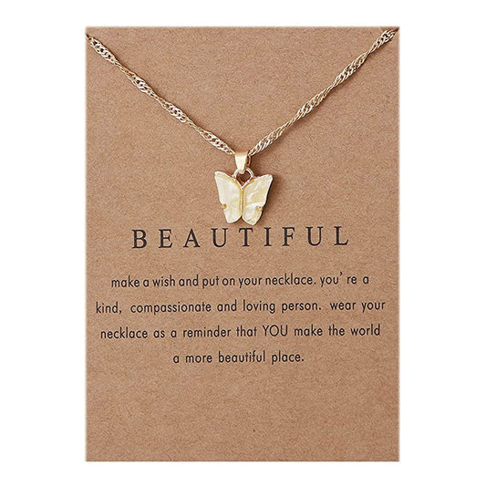 Colorful Acrylic Butterfly Pendant Necklace Bohemian Adjustable Retro Card Clavicle Chain Insect Animal V1189-LWWAL-20260401-05211
