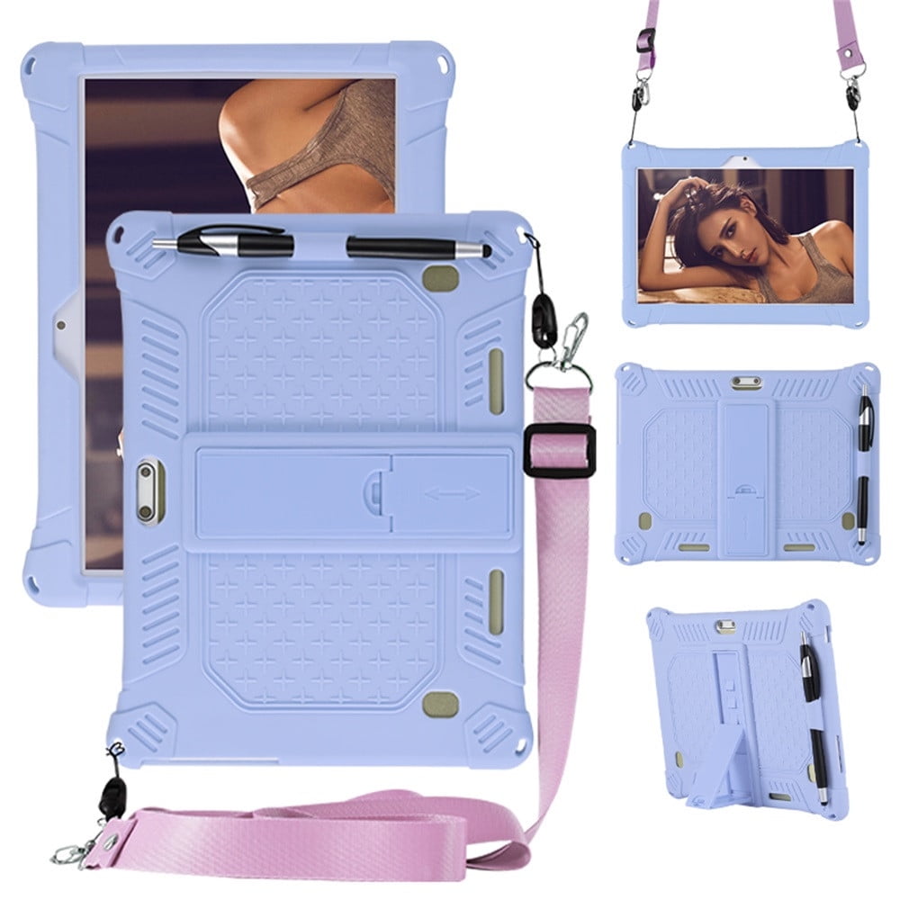 10,10.1 inch Silicone Tablet Case with Stylus Pen & Shoulder Strap, Universal Shockproof Silicone Cover V1189-LWWAL-20260401-05238