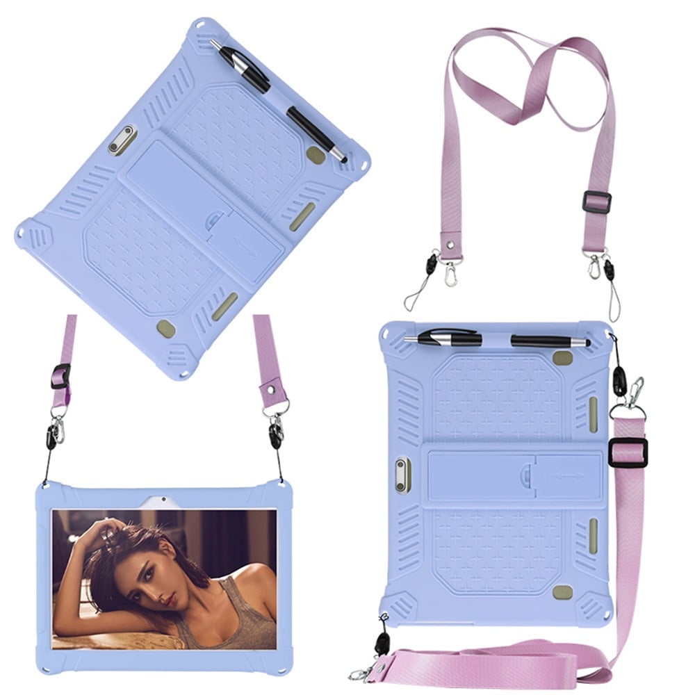 10,10.1 inch Silicone Tablet Case with Stylus Pen & Shoulder Strap, Universal Shockproof Silicone Cover V1189-LWWAL-20260401-05238