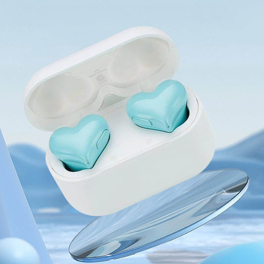 Heart Shaped Earbuds, Stylish Headphones HiFi Stereo Sound Waterproof Bluetooth 5.3 Earphones with Charging V1189-LWWAL-20260401-05256
